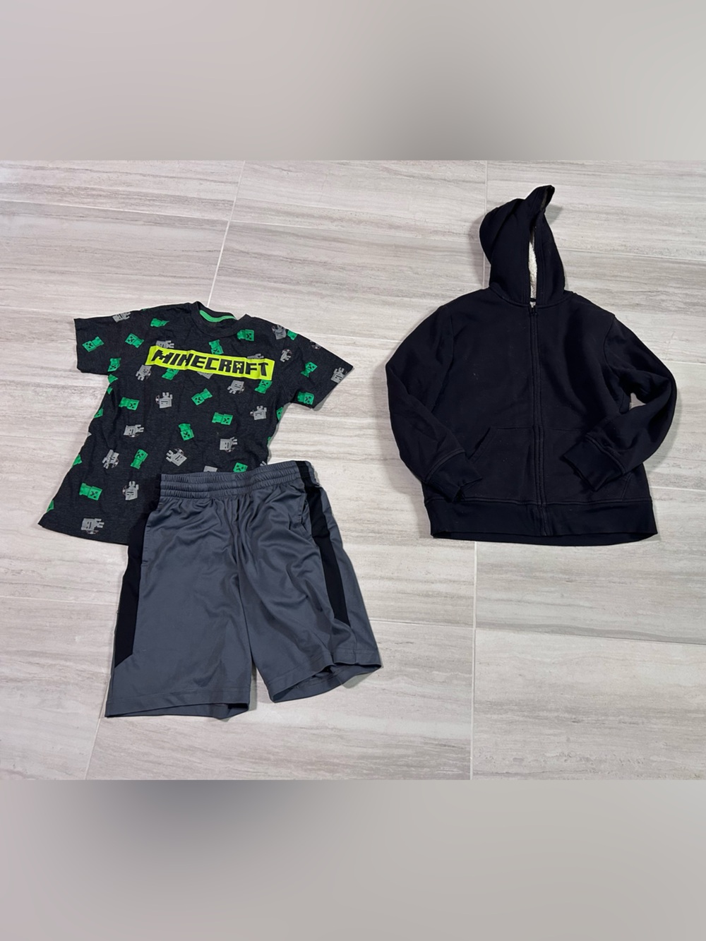Sonoma Black Hoodie & Gray Shorts Set with Ceeeper Minecraft Tee